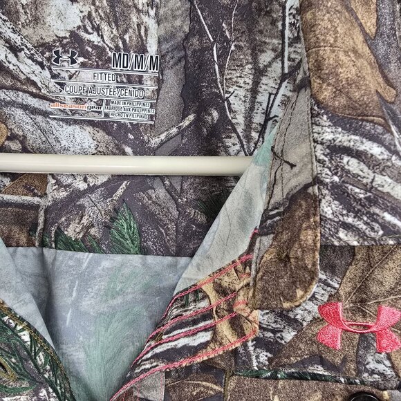 Under Armour Womans Camo Button-Up Shirt Medium Fitted Polyester Long Sleeve - Picture 4 of 9